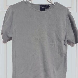 cotton knit top, light olive green